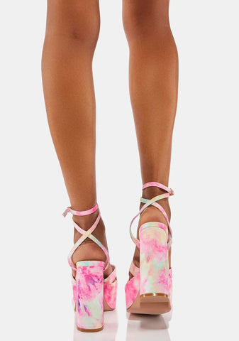 Pink Tie Dye Devine Platform Heels