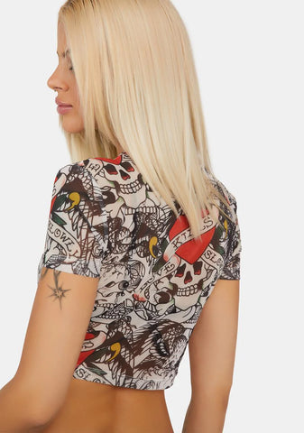 LKS Skull Crew Power Mesh Top