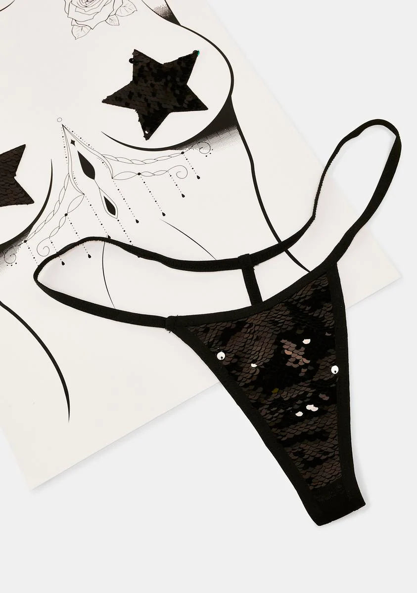 Medusa Flip Sequin Pasties & Thong Set