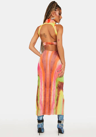 Neon Watercolor Serenity Midi Dress