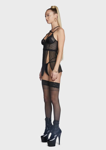 Lusty Intentions Mesh Babydoll Lingerie Set