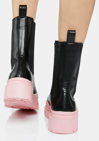 Pink Ghosted Wavy Ankle Boots