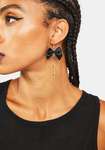 Night Hot And Mean Bow Earrings