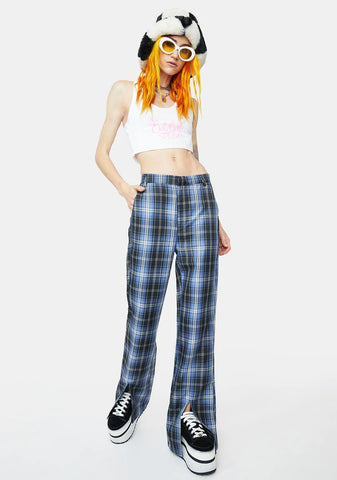 Split Plaid Trousers