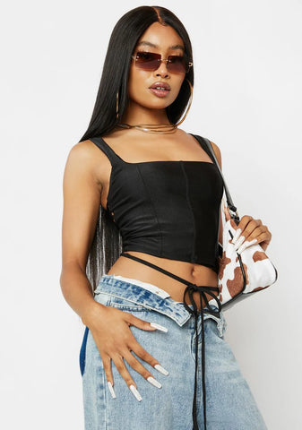 Noir Saskia Lace Up Corset Top