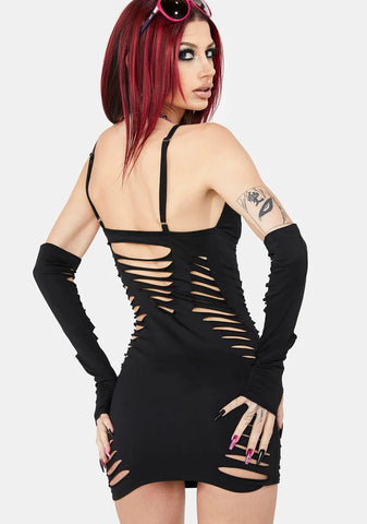 Naughty Peeks Dress & Gloves Set