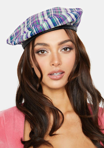 Taro In My Head Plaid Beret