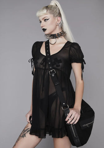 Dark Wayward Romance Chiffon Babydoll Dress