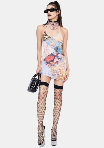 Mixed Animal Print Patchwork Cami Dress