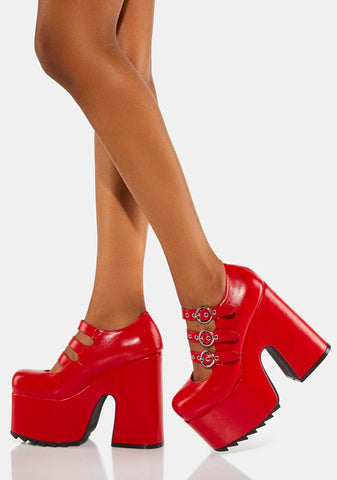 Red Safety Platform Heels