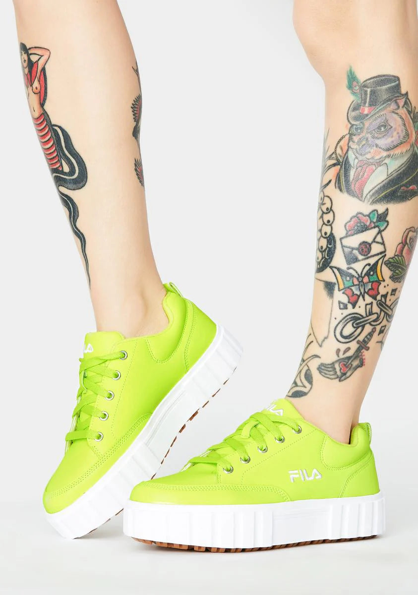 Neon Yellow Sandblast Low Sneakers