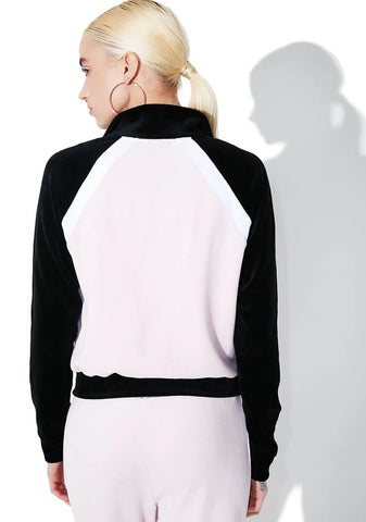 Velour Color Blocked Zip Up