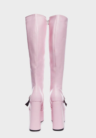 Wide Fit Walk With Love Platform Boots - Pink