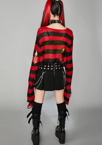 Sinful Super Creep Striped Crop Sweater