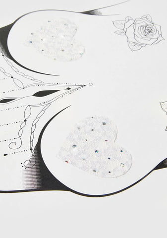 Mrs. Darcy White Sparkle Heart Pasties