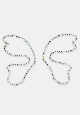 Iridescent Silver Butterfly Rhinestone Face Gems