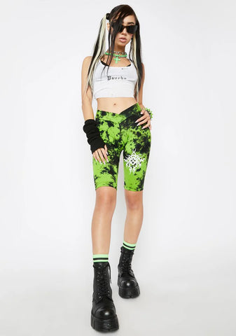 Green Tie Dye Tattoo Biker Shorts