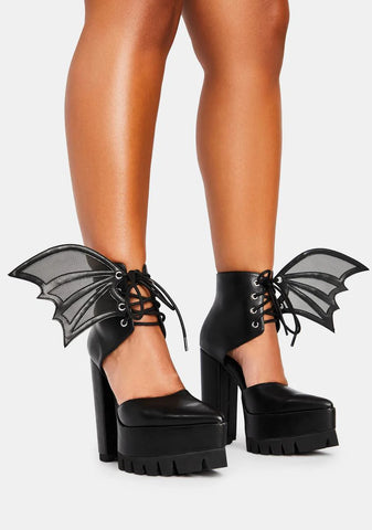 Midnight Calling Bat Wing Heels