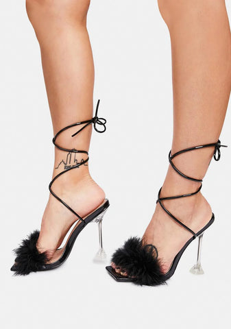Black Warwick Feather Heels
