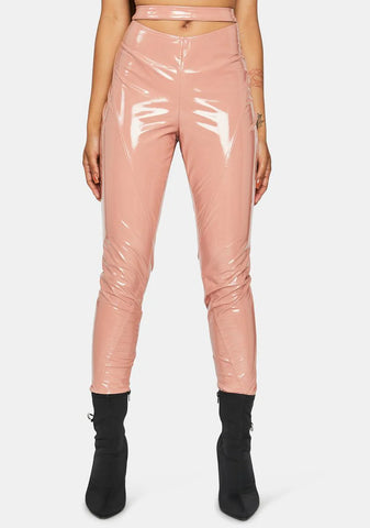 Peach Magnetic Matrix Vinyl Pants