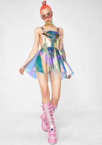 Space Gurl Hologram Overall Dress