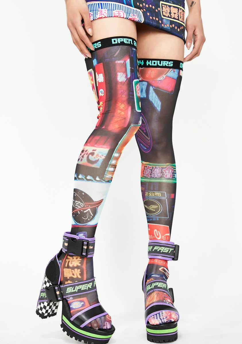 Midnight City Thigh High Socks