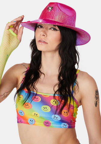 Magenta Wild Heart Holographic Cowboy Hat