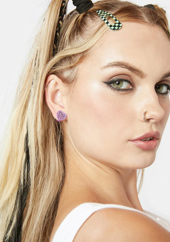 Creepin It Real Heart Stud Earrings