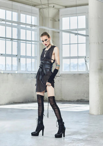 Bassline Mesh Thigh High Stockings