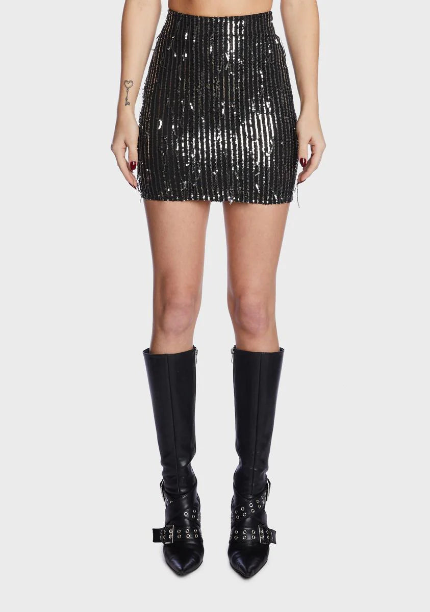 Silver Final Countdown Mini Skirt