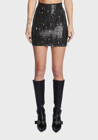 Silver Final Countdown Mini Skirt