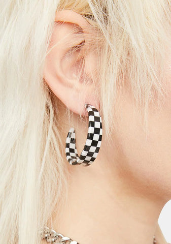 Late Right Channels Checkered Earrings