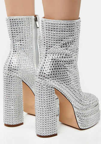 Silver Mateo Rhinestone Platform Boots