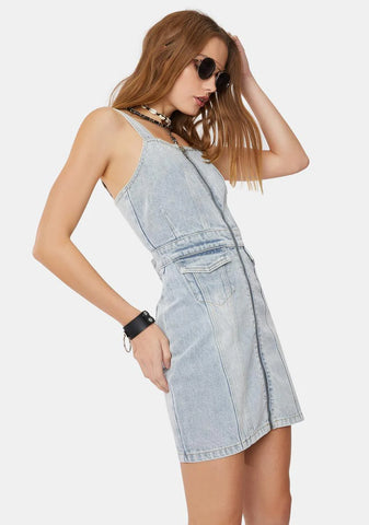 Seemed Pinnie Denim Mini Dress