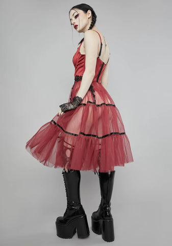 Wine Haunting Melody Midi Dress