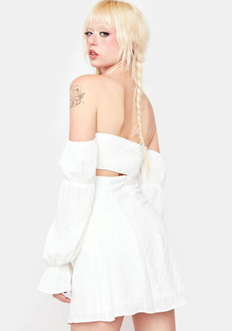 Champagne For Breakfast Off Shoulder Dress