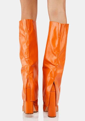 Orange Invisible Foldover Boots