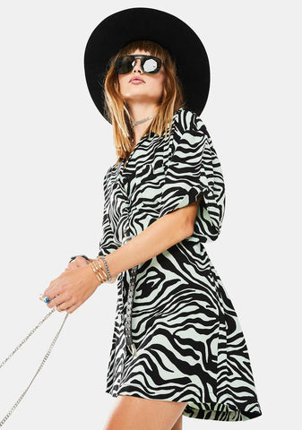 Wavy Zebra Fresia Shirt Dress
