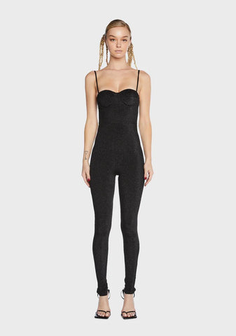 Black Glitter Sweetheart Catsuit