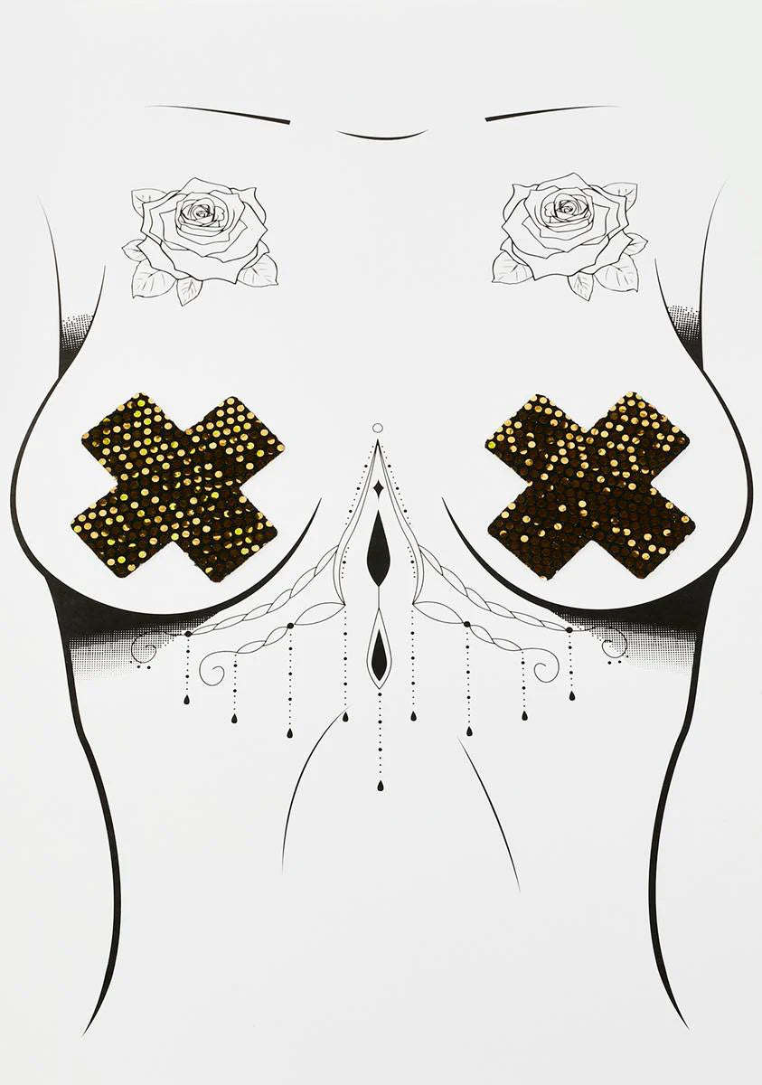 DK X Neva Nude Holo Mesh Cross Pasties