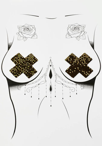 DK X Neva Nude Holo Mesh Cross Pasties