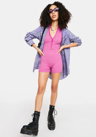 Magenta Play To Win Knit Romper