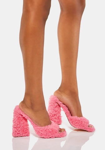 Pink Chandlar Fluffy Heels