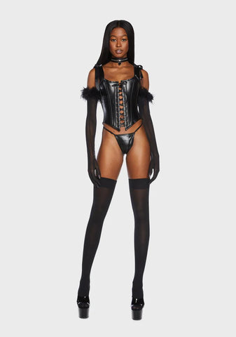 Lavish Faux Leather Bustier Top