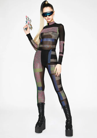 Pixel Prism Rhinestone Jumpsuit