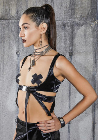 Snare Vinyl Buckle Underbust Corset