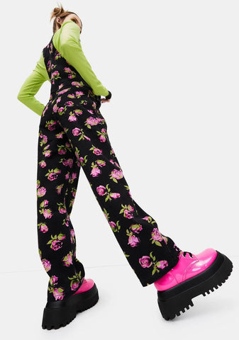 Lost In Yesterday Floral Overalls