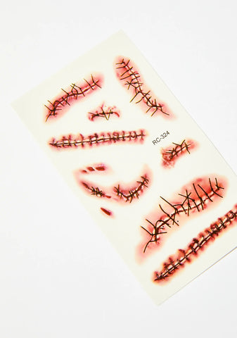 Stitches Temp Tattoos