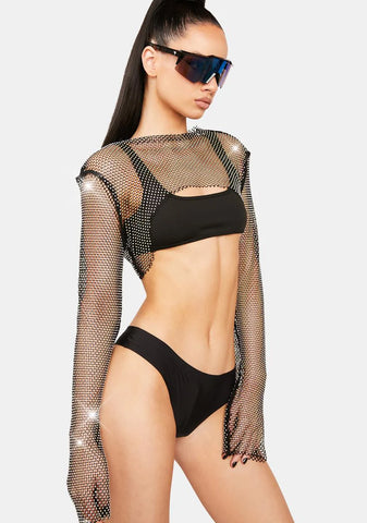 Mystic Bling Elite Fishnet Crop Top