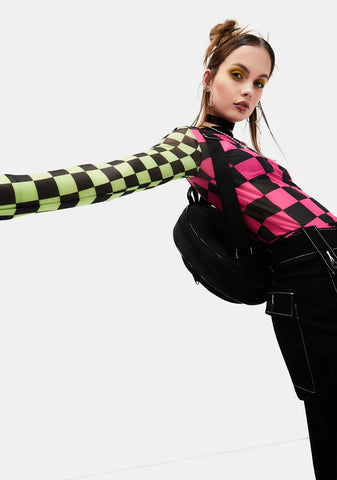 Reality In Motion Checkered Mesh Top